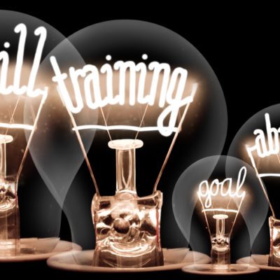 Light Bulbs Concept - knowledge, skill, training, goal, ability